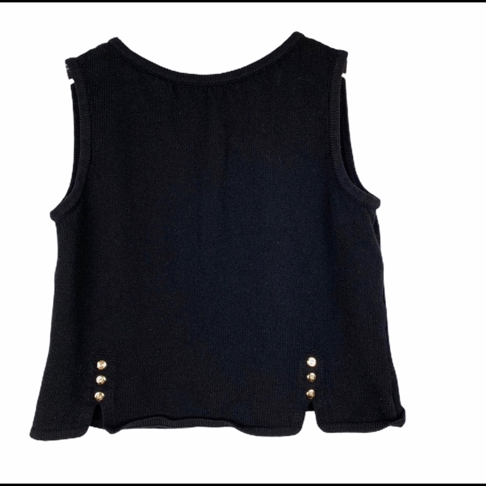 St. John Vintage Petite Sleeveless Wool Buttons Classic Knit Sweater Sma…